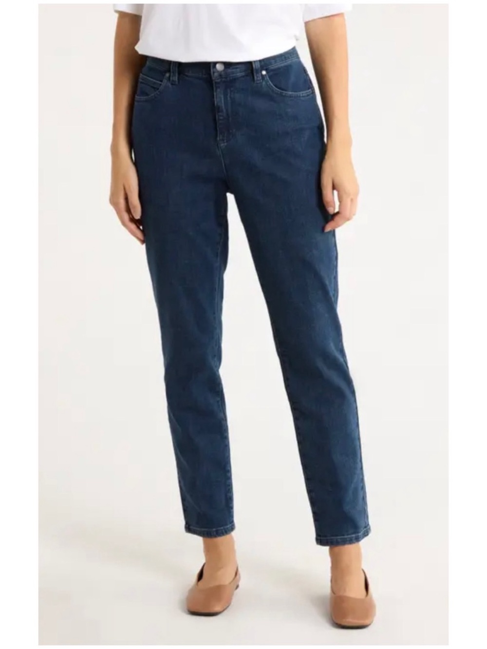 Eileen Fisher Women’s Sz 14 Mid Rise Straight Leg Denim Jeans Dark Wash